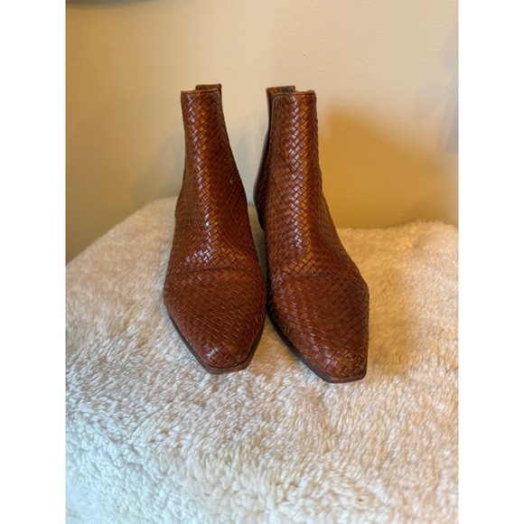 THE GREAT. Chestnut Woven Ankle Booties - Picture 6 of 6